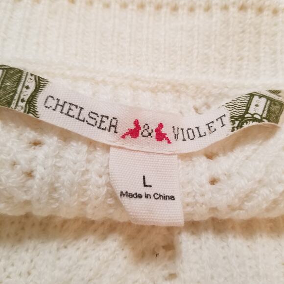 Chelsea and Violet Off White Off the Shoulder Sweater Long Sleeve Pullover Sz L - Picture 5 of 7